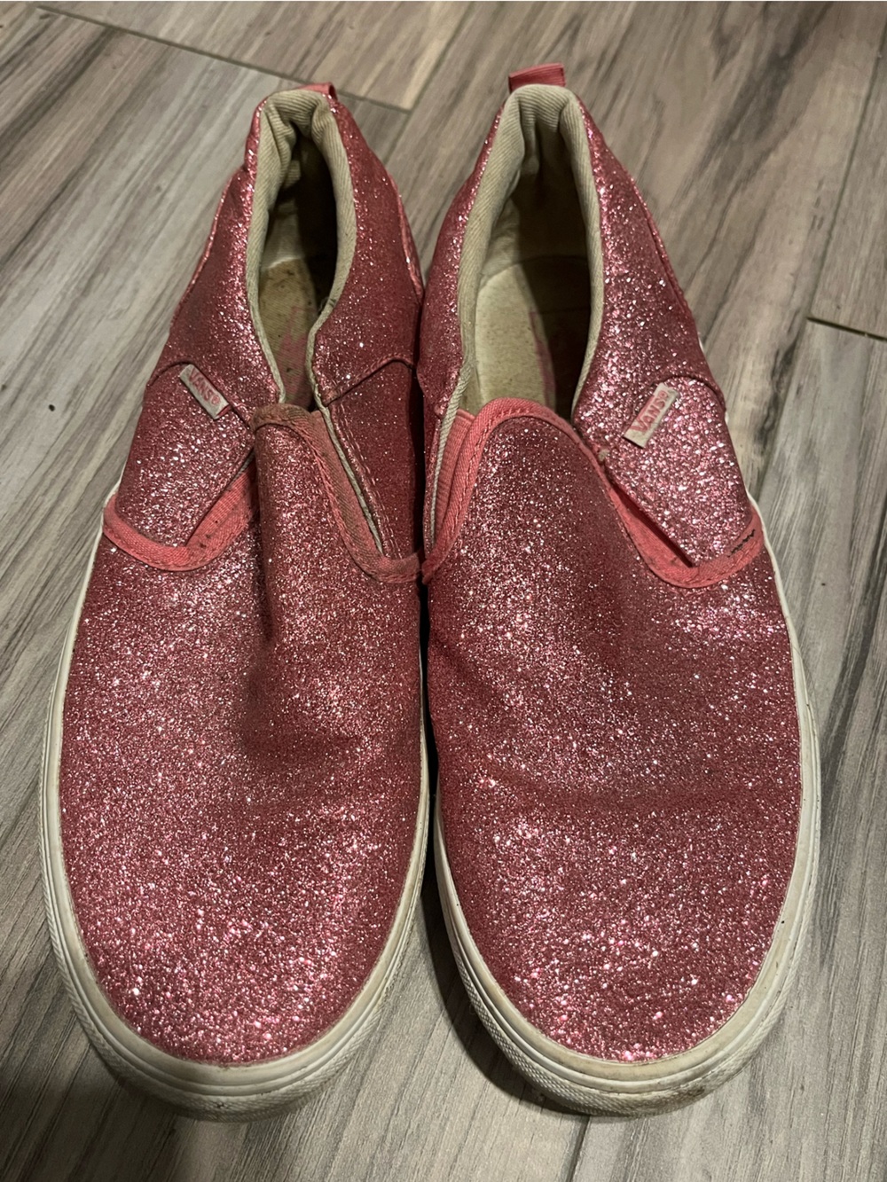 Pink Glitter Slip-On Vans size 6